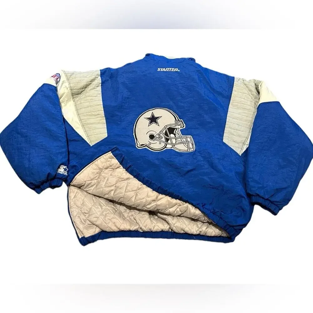 Starter Dallas Cowboys Blue and Gray Insulated Quarter Zip Jacket/Coat XXL - Picture 3 of 13